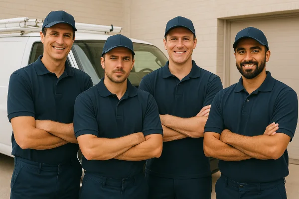 4 plumbing technician posing for the camera from The Leander Plumber - Company in Leander, TX - tankless water heater installation
